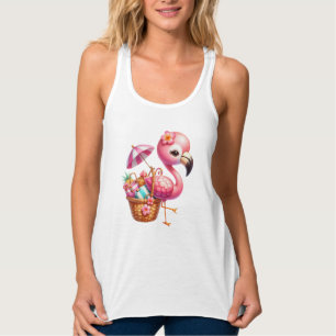 Watercolor Flamingo Cartoon Clipart Tank Top