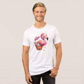 Watercolor Flamingo Cartoon Clipart Tri-Blend Shirt (Vorderseite voll)