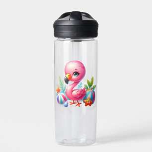 Watercolor Flamingo Cartoon Clipart Trinkflasche