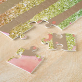 Watercolor-Flamingo-Glitzer-Goldstreifen Puzzle (Seite)