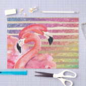 Watercolor-Flamingo-Glitzer-Goldstreifen Seidenpapier (Handwerk)