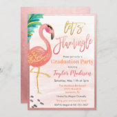 Watercolor Flamingo Graduation Party Einladung (Vorne/Hinten)