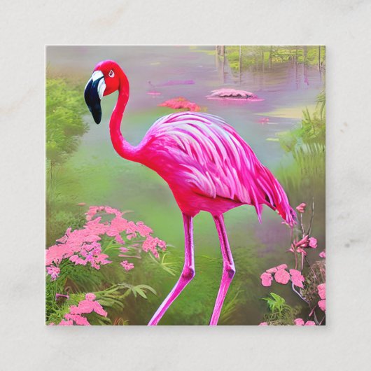 Watercolor Flamingo Graphic Quadratische Visitenkarte (Vorderseite)