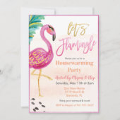 Watercolor Flamingo Housewarming Party Einladung (Vorderseite)