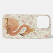 Watercolor Flamingo iPhone Case mit Goldkrone Hülle (Rückseite (Horizontal))