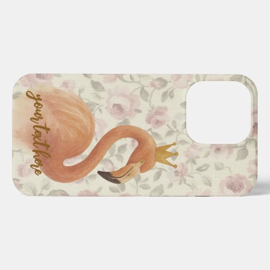 Watercolor Flamingo iPhone Case mit Goldkrone Hülle (Rückseite (Horizontal))