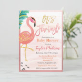 Watercolor Flamingo Kinderdusche Einladung (Stehend Vorderseite)