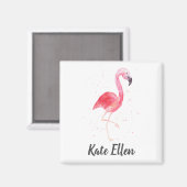 Watercolor Flamingo Magnet Individuelle Name (Vorderseite/Rückseite)