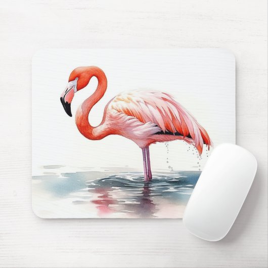 Watercolor Flamingo Mousepad (Mit Mouse)