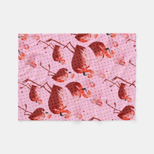 Watercolor Flamingo Muster Fleecedecke (Vorderseite (Horizontal))