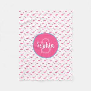 Watercolor Flamingo Muster Personalisiert Monogram Fleecedecke