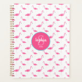 Watercolor Flamingo Muster Personalisiert Planer (Vorderseite)