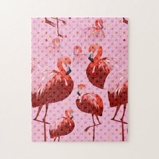 Watercolor Flamingo Muster Puzzle (Vertikal)