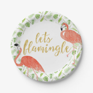 Watercolor-Flamingo-Party-Papier-Teller Pappteller