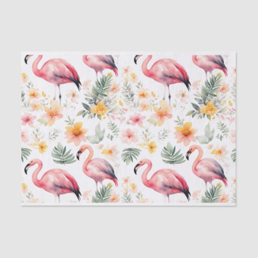 Watercolor Flamingo Pink Pattern Sommer Seidenpapier (Vorderseite)