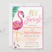 Watercolor Flamingo Retirement Party Einladung (Vorderseite)