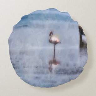 Watercolor Flamingo Rundes Kissen