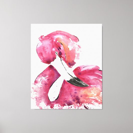 Watercolor Flamingo spendet Lover | Flamingo Lover Leinwanddruck (Vorderseite)