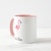 Watercolor Flamingo Tasse Individuelle Name (Vorderseite Links)
