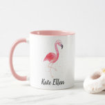 Watercolor Flamingo Tasse Individuelle Name<br><div class="desc">Handgemalte Aquarellflamingo mit Stil. Fügen Sie Ihren individuelle Name hinzu!</div>