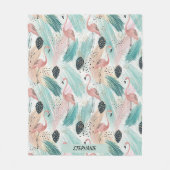 Watercolor Flamingo Tropisches Muster Fleecedecke (Vorderseite)