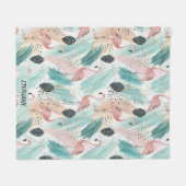Watercolor Flamingo Tropisches Muster Fleecedecke (Vorderseite (Horizontal))