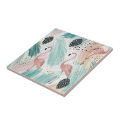 Watercolor Flamingo Tropisches Muster Fliese (Seite)