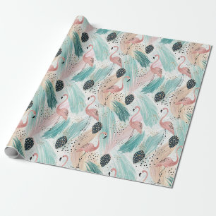 Watercolor Flamingo Tropisches Muster Geschenkpapier