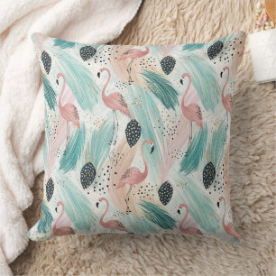 Watercolor Flamingo Tropisches Muster Kissen