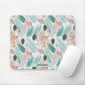 Watercolor Flamingo Tropisches Muster Mousepad (Mit Mouse)