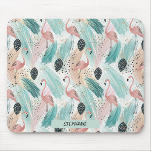 Watercolor Flamingo Tropisches Muster Mousepad
