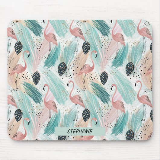 Watercolor Flamingo Tropisches Muster Mousepad (Vorne)