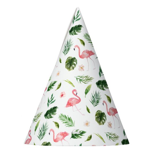 Watercolor Flamingo Tropisches Muster Partyhütchen (Links)