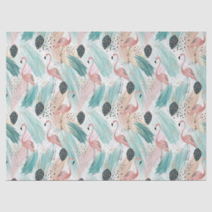Watercolor Flamingo Tropisches Muster Seidenpapier