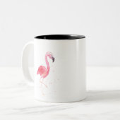 Watercolor Flamingo Zweifarbige Tasse (Vorderseite Links)
