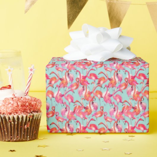 Watercolor Flamingos Gathered Geschenkpapier (Geburtstagsparty)