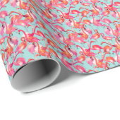 Watercolor Flamingos Gathered Geschenkpapier (Rolleneckpunkt)