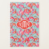 Watercolor Flamingos Gathered | Monogramm Planer (Vorderseite)