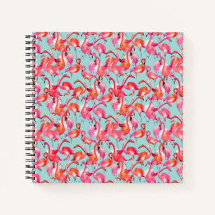 Watercolor Flamingos Gathered Notizblock