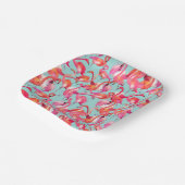 Watercolor Flamingos Gathered Pappteller (Gewinkelt)