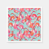 Watercolor Flamingos Gathered Serviette (Vorderseite)