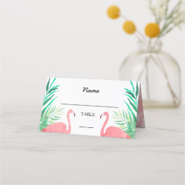 Watercolor Flamingos Tropical Wedding Platzkarte