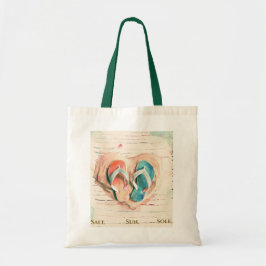 Watercolor Flip Flop Beach Tote Bag Tragetasche