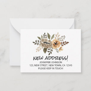 Watercolor Flora Neue Adresskarte Mitteilungskarte