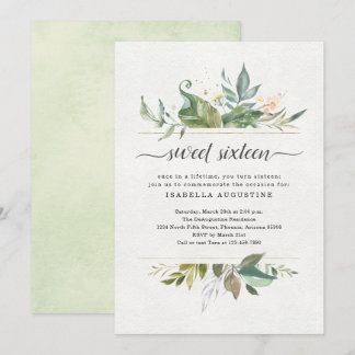 Watercolor Floral 16 . Geburtstag Geburtstagsparty Einladung