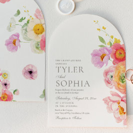 Watercolor Floral Arch Wedding Invitation Einladung
