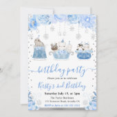 Watercolor Floral Arctic Animals Birthday Einladung (Vorderseite)