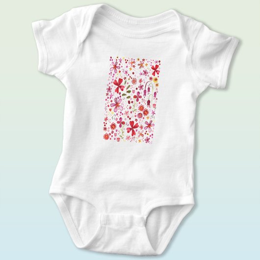 Watercolor Floral Art Modern Pattern Baby Strampler