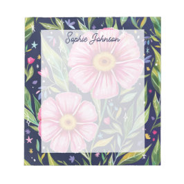 Watercolor Floral Art Pink Pretty Personalized Notizblock