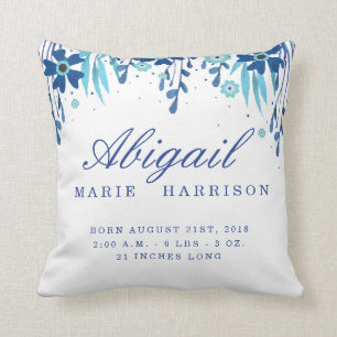 Watercolor Floral Baby Ankündigung Pillow Kissen